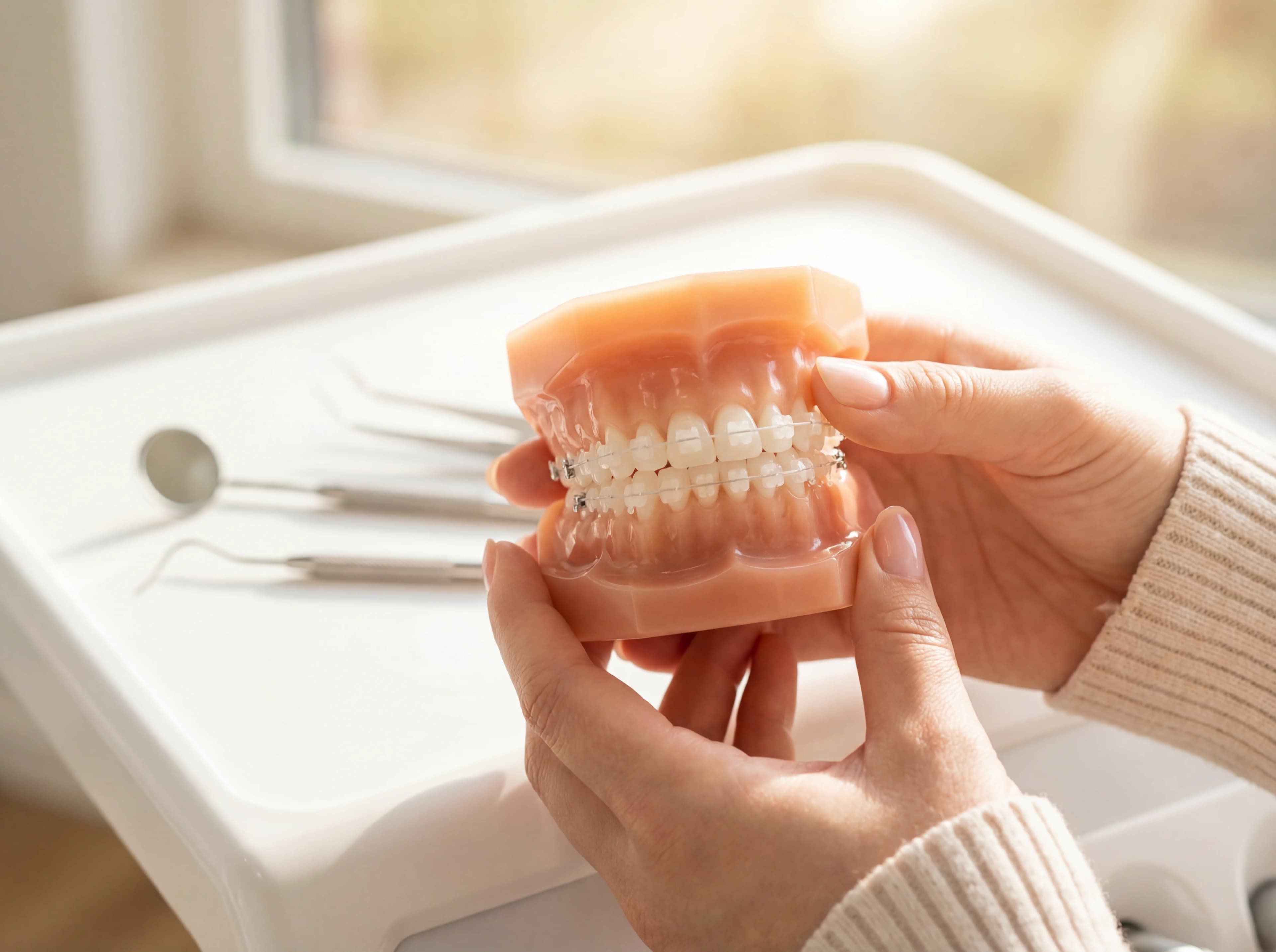 Moderne Keramik-Brackets für feste Zahnspange